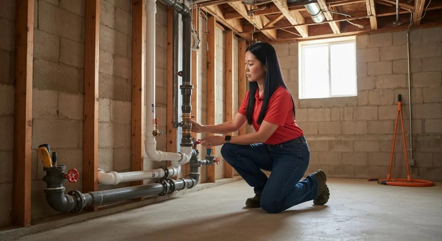 A professional inspecting a basement drainage system, highlighting the importance of local expertise in Peoria